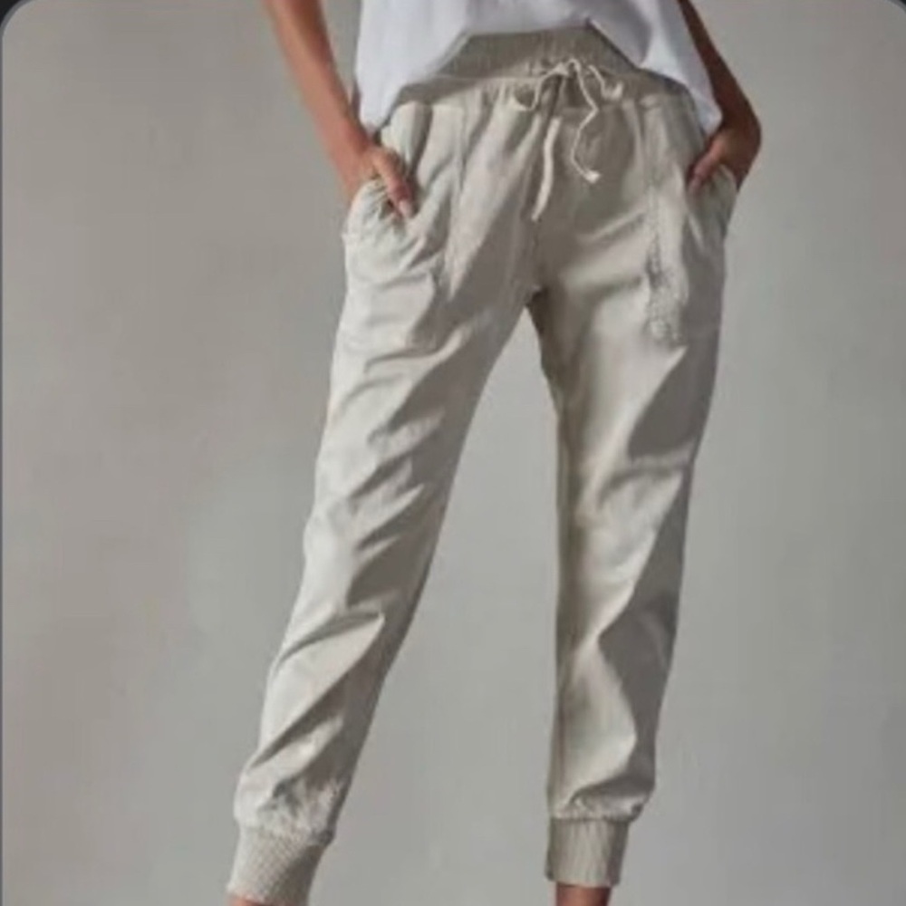 James Perse mixed media Cream Jogger Pants